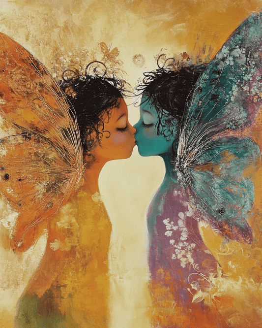 Mowbi - Young Fairy Love - Fairies Wall Art Prints – 8″x10″ Artwork for 11″x14″ Frame