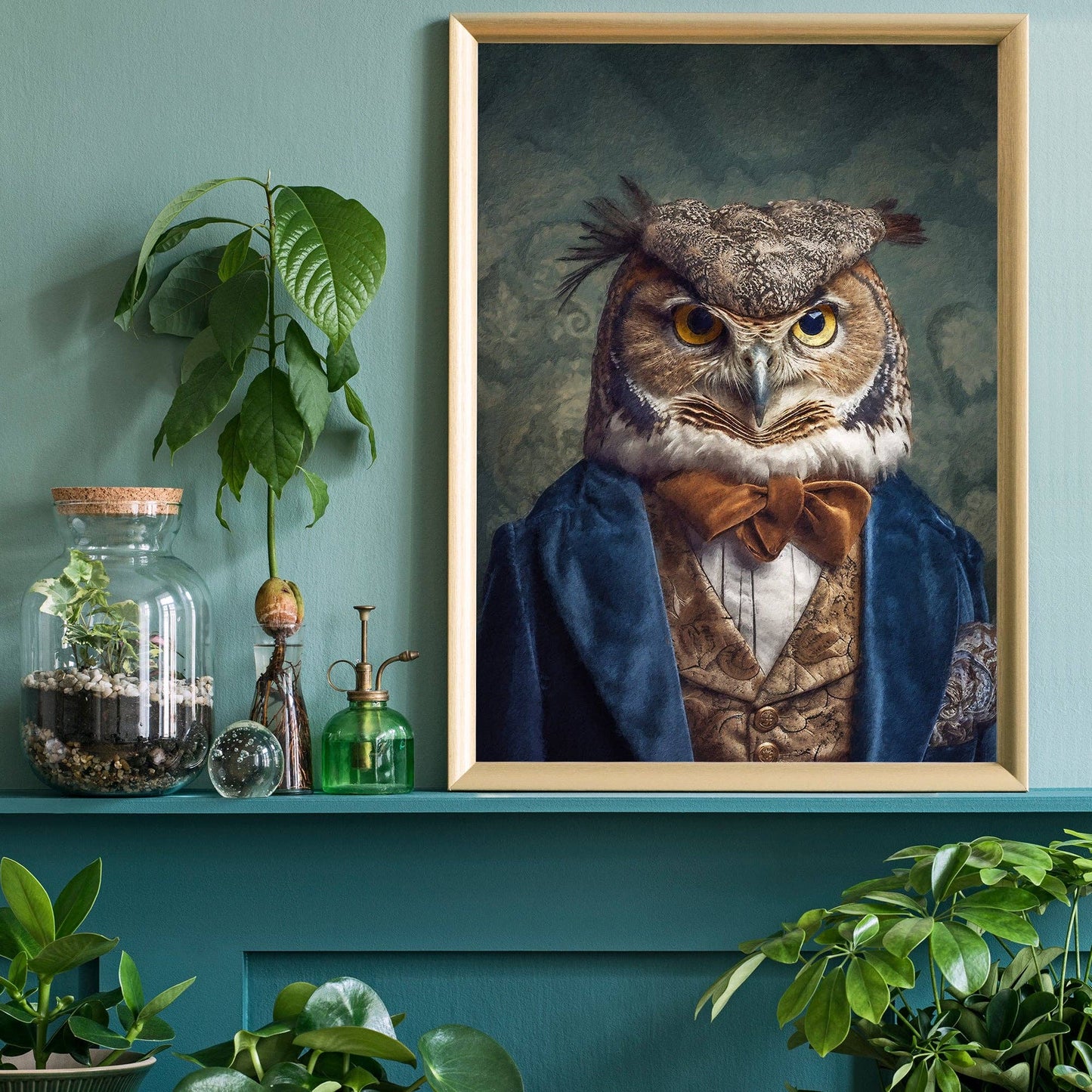 Ink & Drop - Owl Animal Portrait Print: 11 ¾ x 15 ¾ in | 30x40 cm / Matte
