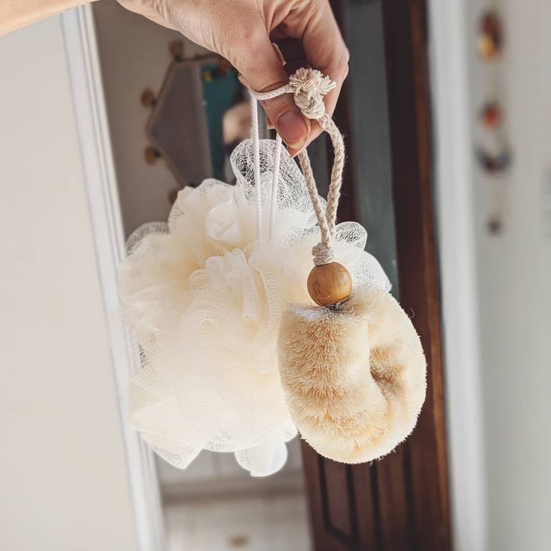 Ethical Global - Spa Shower Puff Body Brushes - Handmade - All Natural: Black