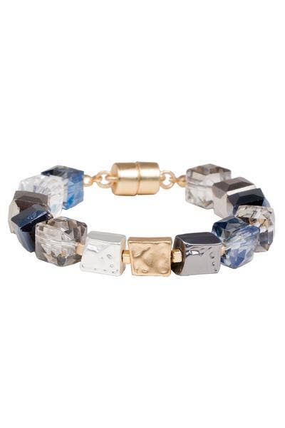 SAACHI - Faceted Bead Stone Bracelet : Blue