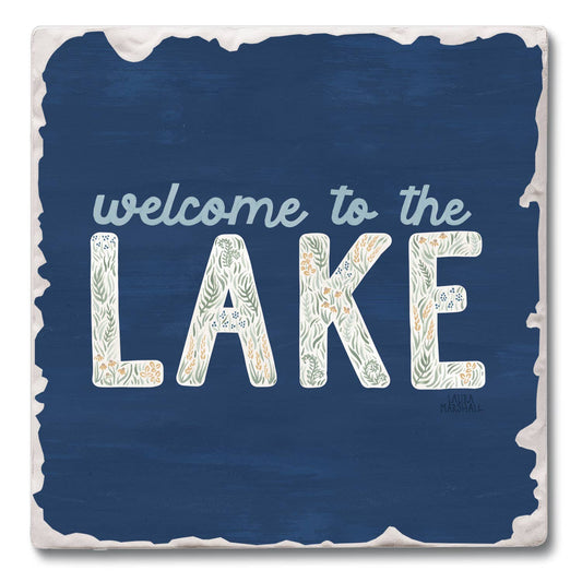 CounterArt/Highland Home/Thirstystone - "Lakeside Welcome" Single Tumbled Tile Coaster