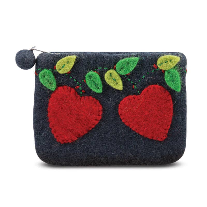 BNB Crafts Inc. - Double Heart With Leaves Design Coin purse: Green