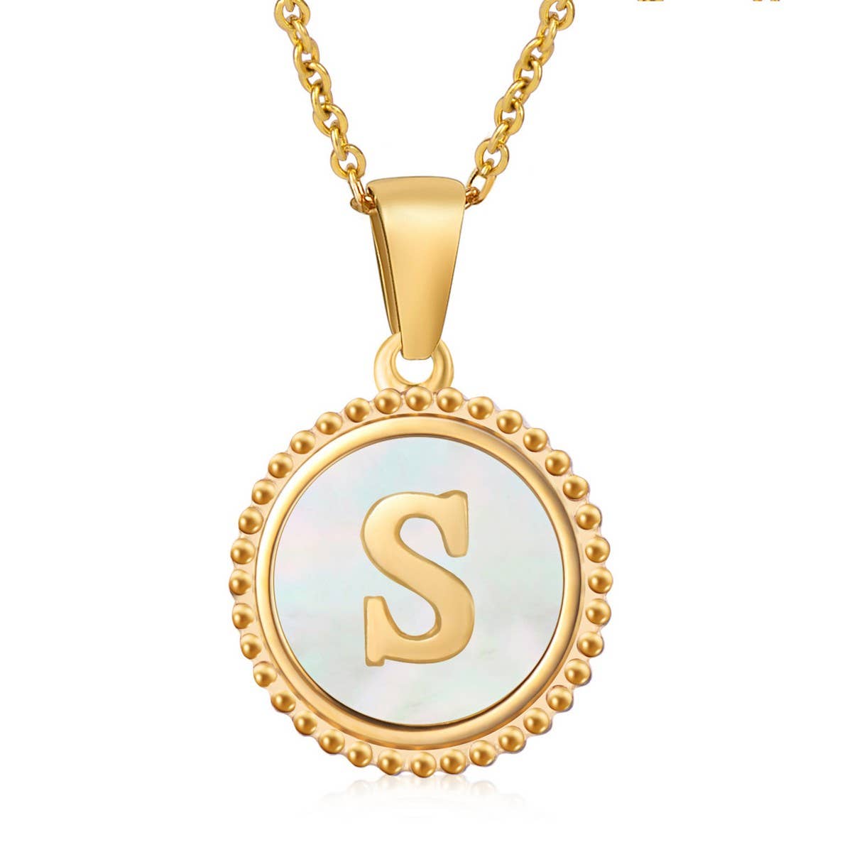 ACCITY - 18K GOLD STAINLESS STEEL SHELL LETTER NECKLACE_CWAJE0686: TYPE12 / (OS) 2