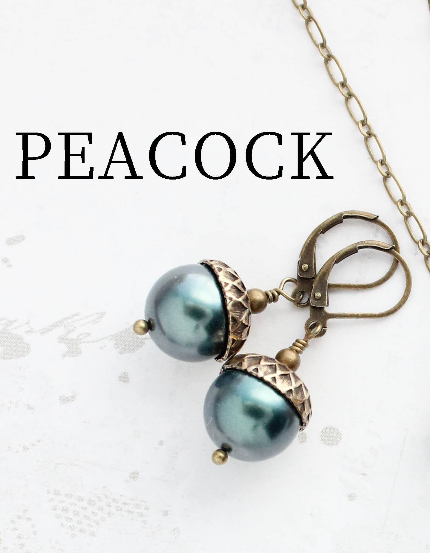 A Pocket of Posies - Pearl Acorn Earrings - ANTIQUED BRASS (23 colors): 4) Pink Champagne