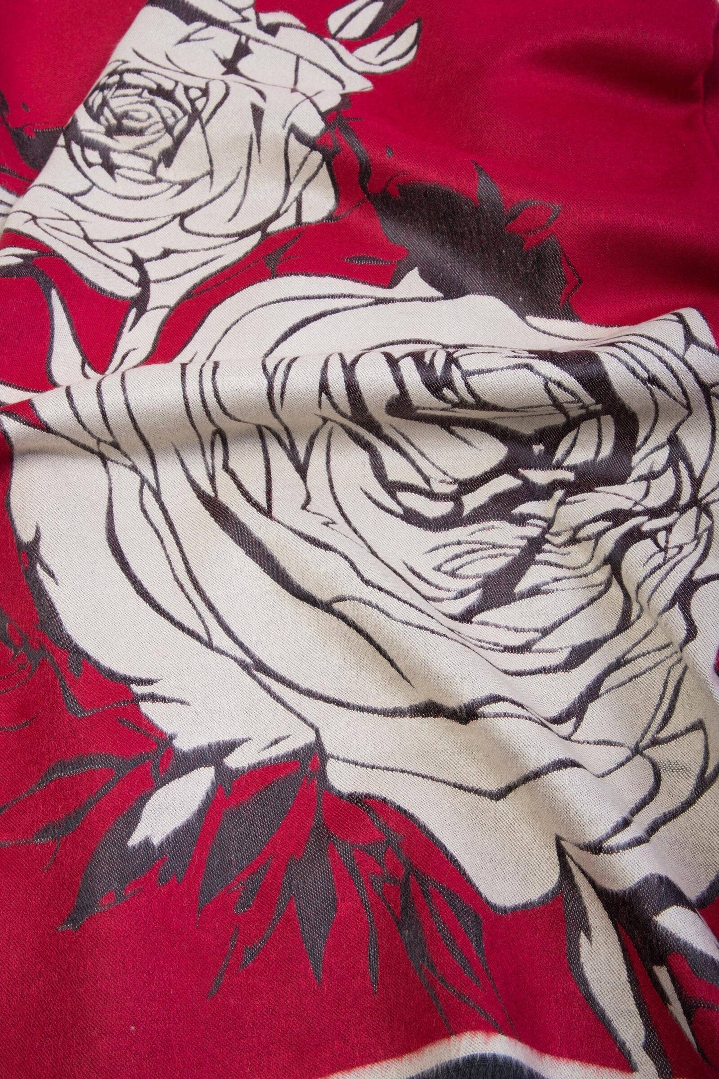 SAACHI - Fiore Reversible Rose Pattern Scarf: Navy