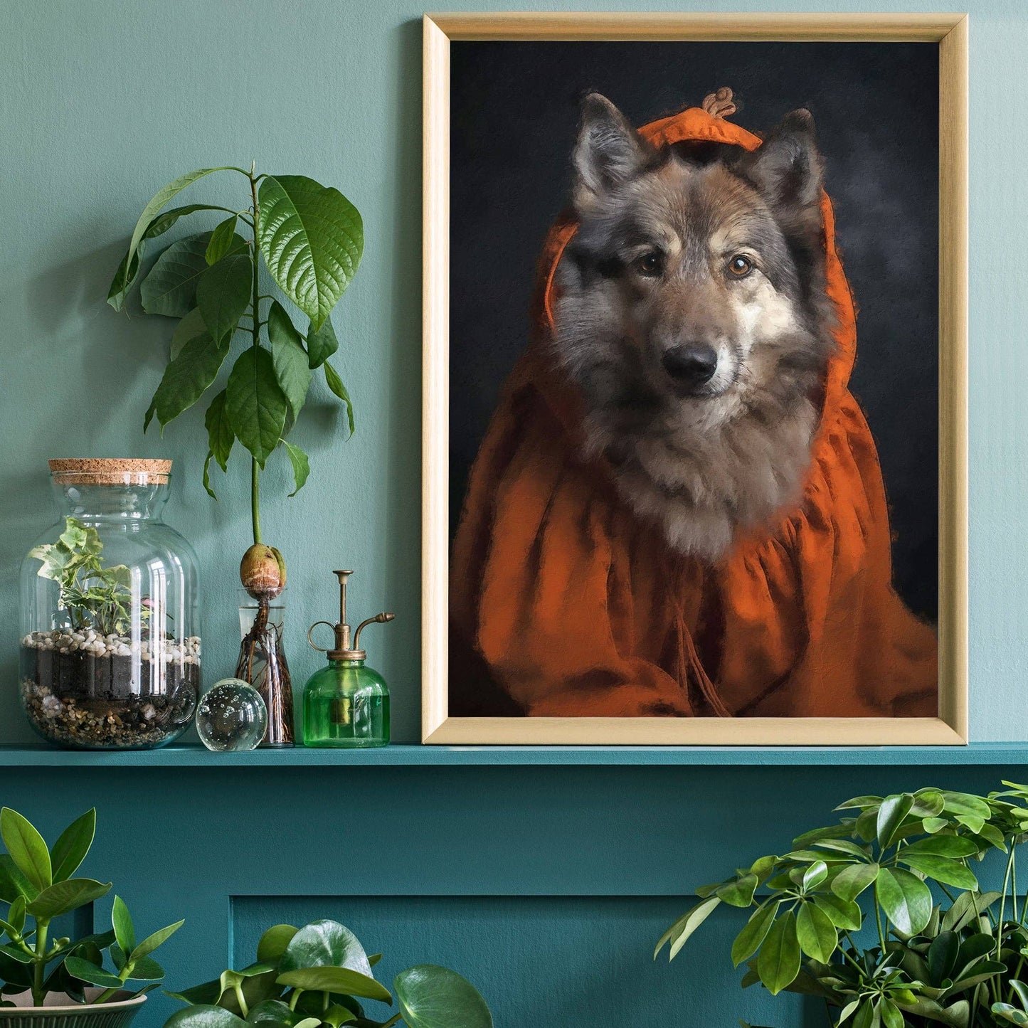 Ink & Drop - Halloween Wolf Animal Portrait Print: 11 ¾ x 15 ¾ in | 30x40 cm / Matte