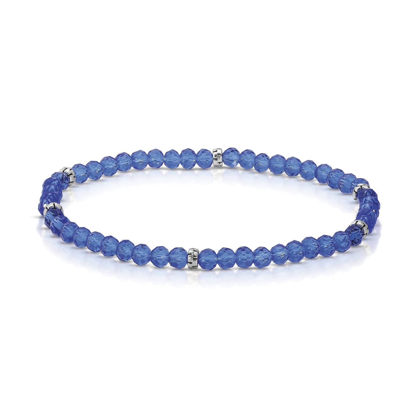 My Fun Colors - Mini Crystal Beaded Stretch Bracelet | So Many Great Colors!: Royal+Silver Accent (MC806S)