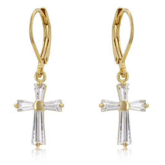 JGoodin - Cubic Zirconia Goldtone Finish Cross Earrings
