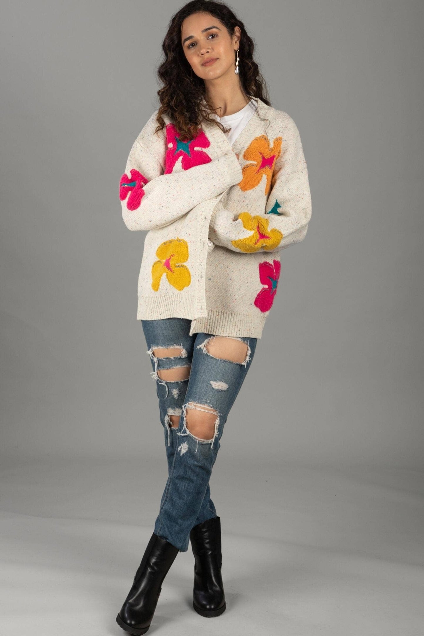 SAACHI - Floral Cardigan Button Up