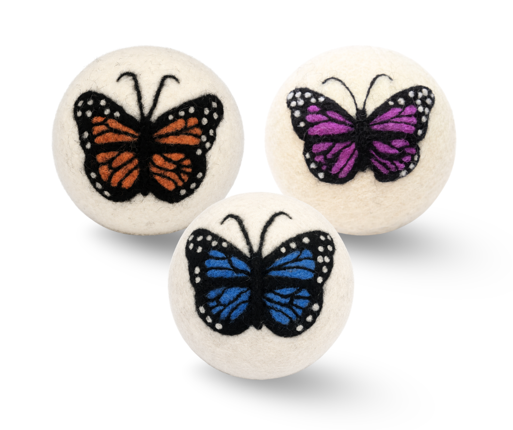 Ethical Global - Butterfly: Eco Wool Dryer Balls Fair Trade : Blue Butterfly