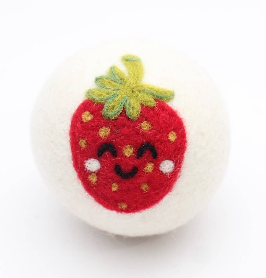 Ethical Global - Fruits: Strawberry, Pear, Plum, Bananas... Wool Dryer Balls: Plum