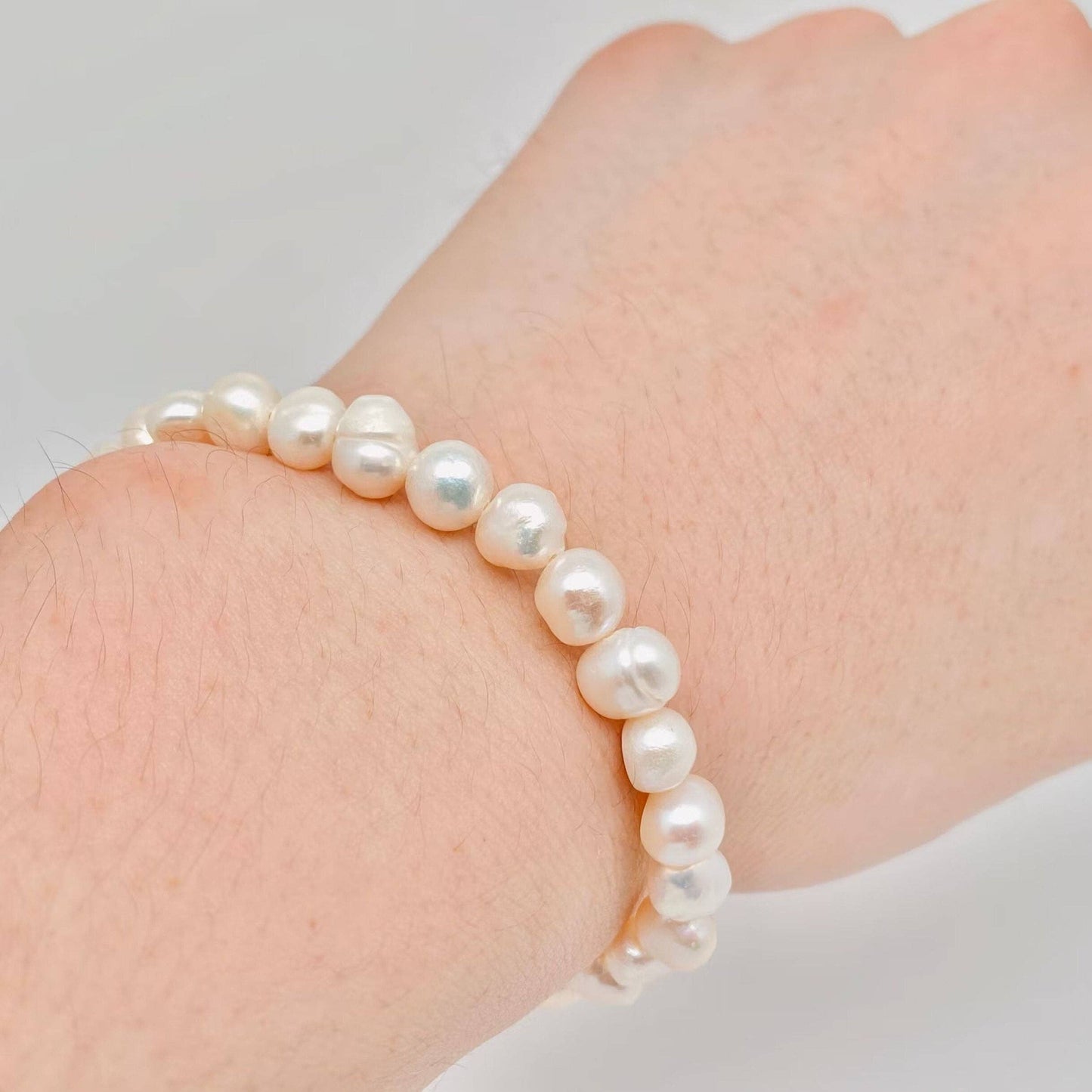 Mio Queena - Irregular Pearl Beaded OT Buckle Bracelet: Pearl