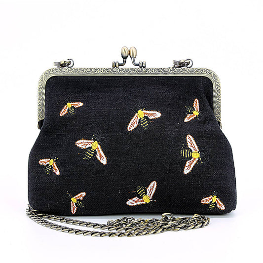 COMECO INC - Bees Kisslock Bag: Black