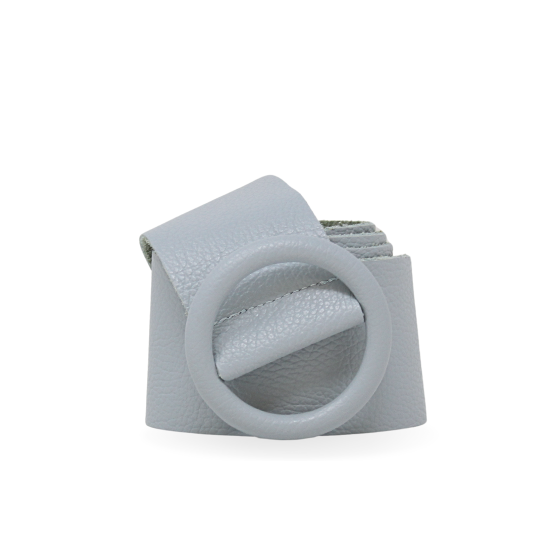 German Fuentes Handbags - CINT-06 CIRCULAR BUCKLE LEATHER BELT: Taupe