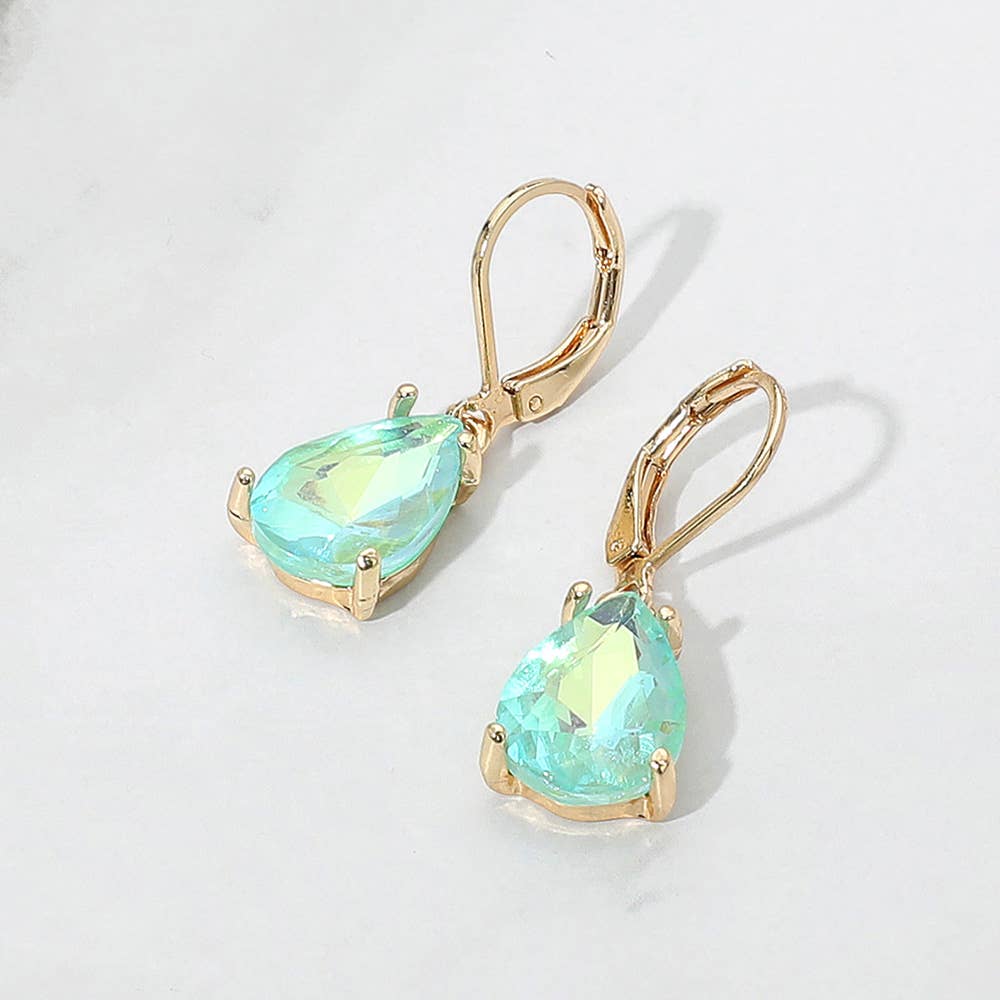 Sensibling Corp. - Teardrop Glass Stone Drop Dangle Earrings: AB,Royal Blue