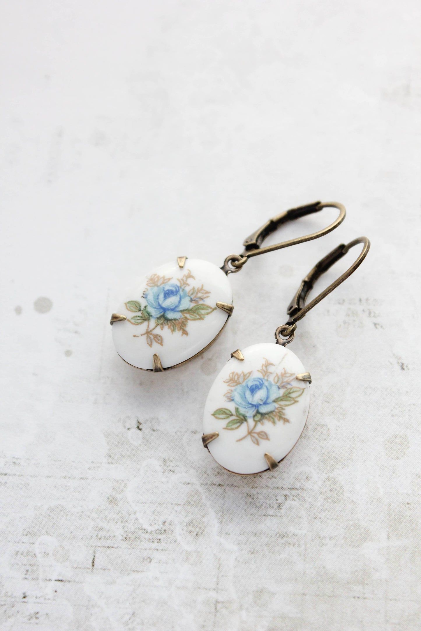 A Pocket of Posies - Blue Rose Cameo Earrings