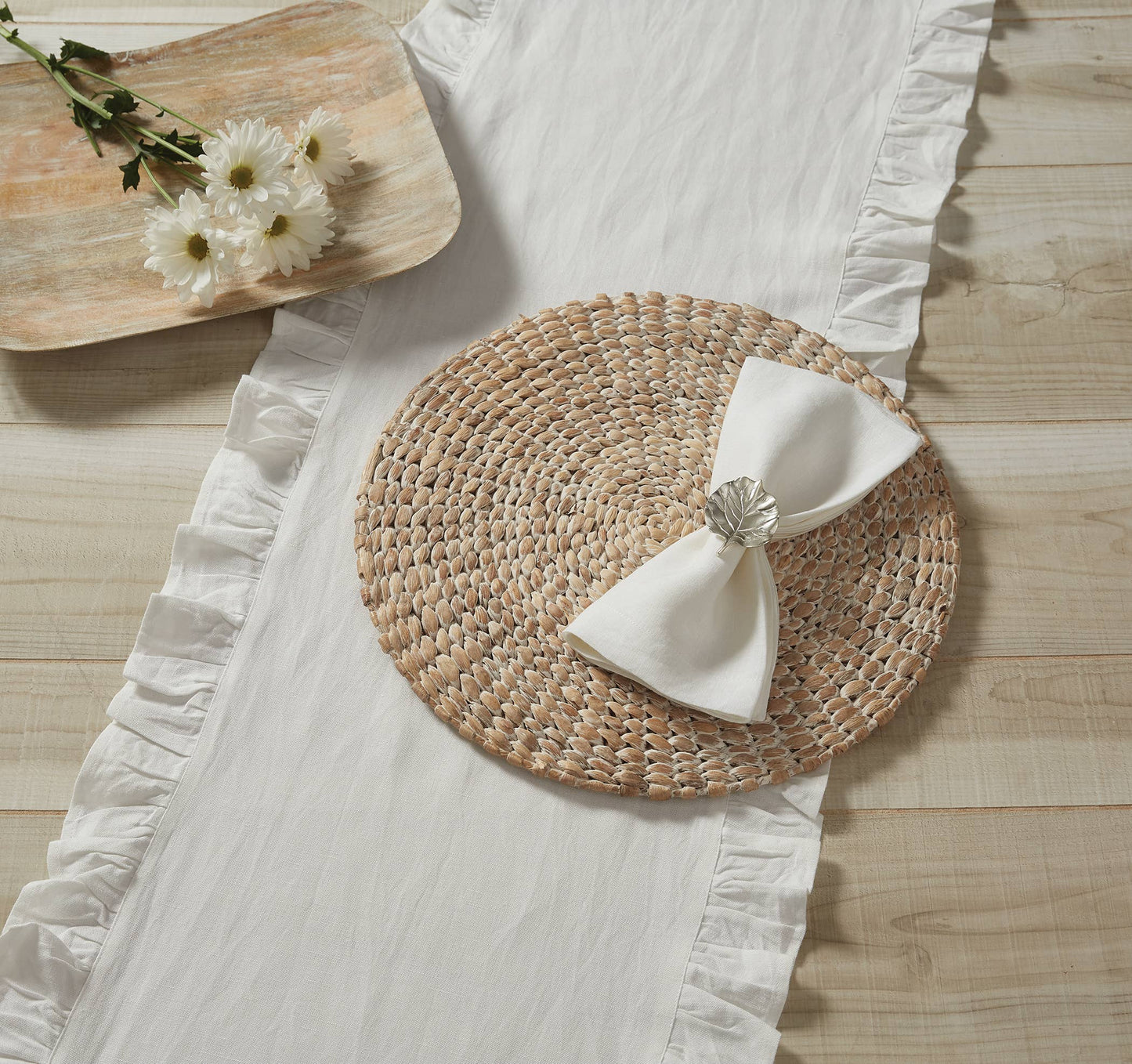 Split P - Braided Hyacinth Round Placemat - White