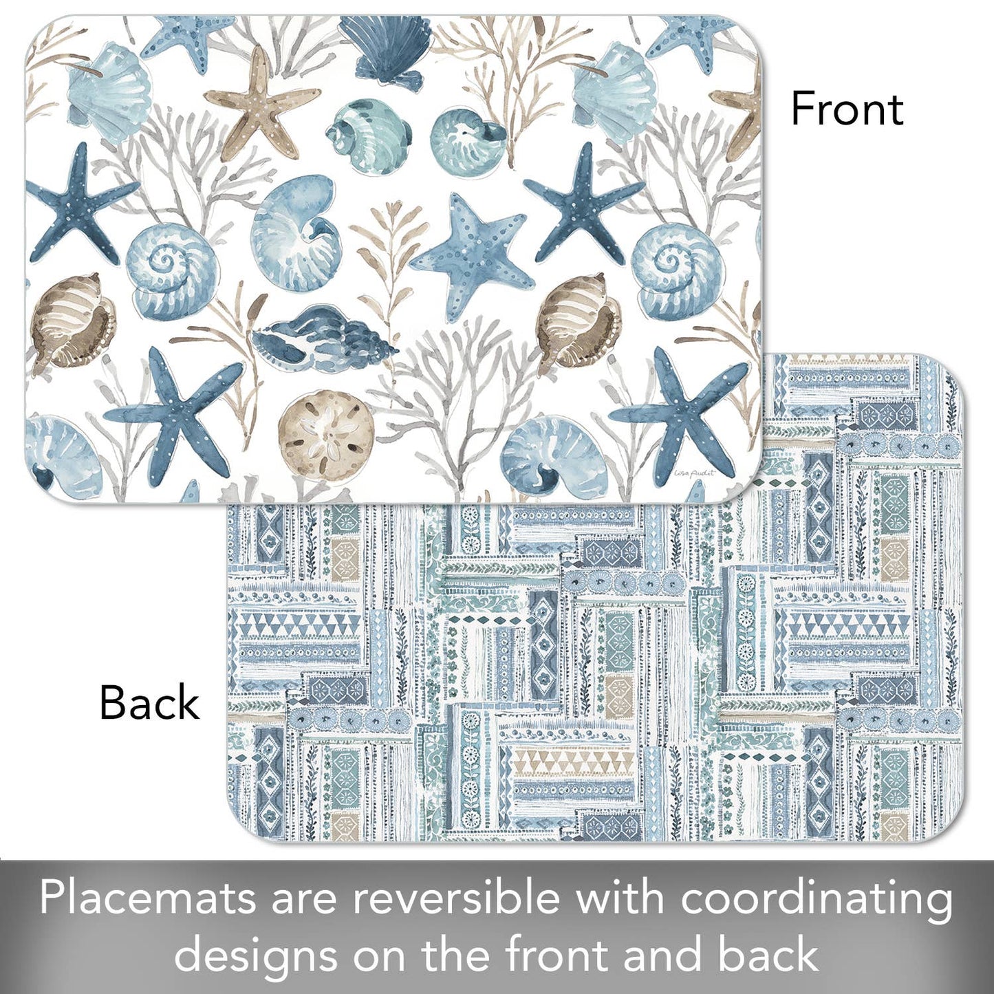 CounterArt/Highland Home/Thirstystone/CoasterStone - Blue Escape Reversible Rectangular Plastic Placemat