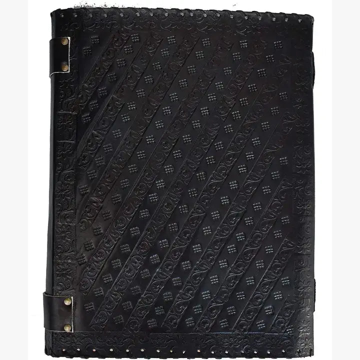 Tuzech Leather - Tuzech Handmade Vintage Seven Chakra Stone Embossed Diary: Brown / 10 x 7 inch / Unlined