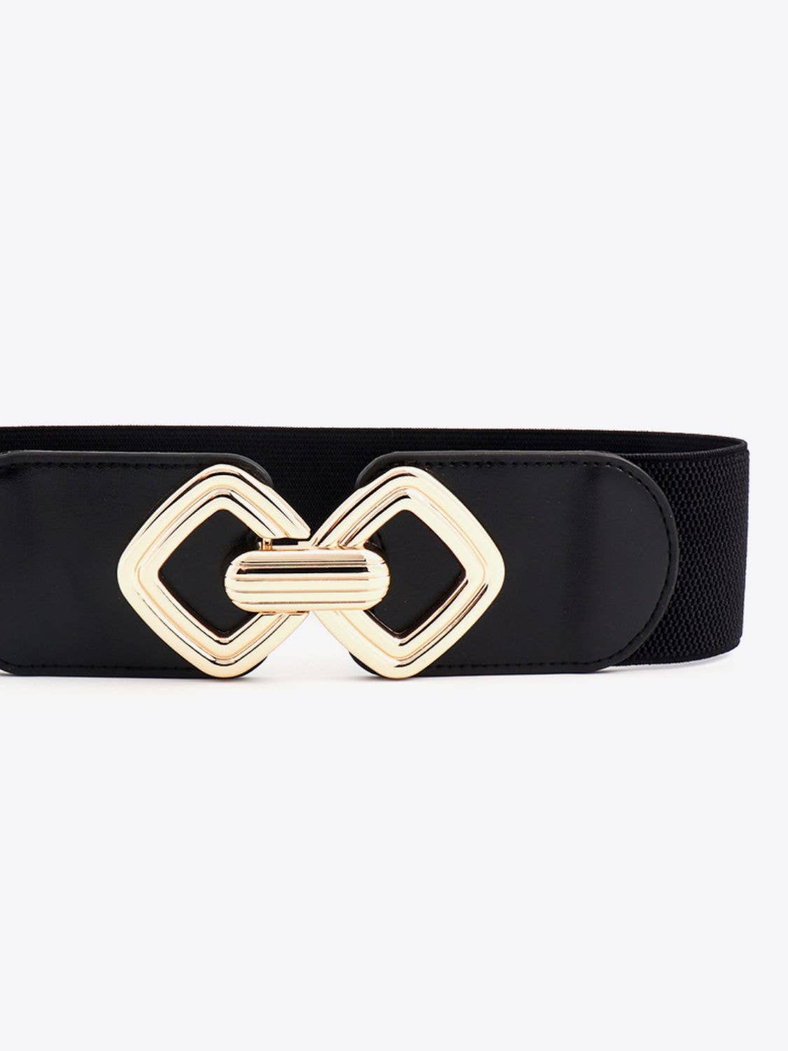 Kustom Kreations Goods - Geometric Buckle Elastic Wide Belt: Ochre / One Size