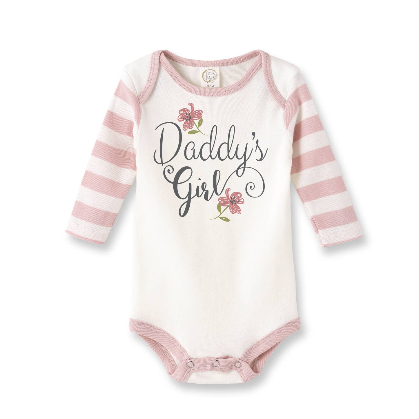 Tesa Babe - Daddy's Girl Cotton Pink Stripe Baby Girl Bodysuit: 6-12M