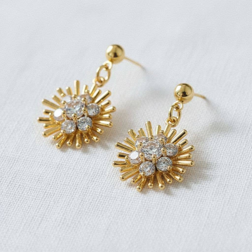 Ellemadera - Floral Gemstone Blossom Drop Earrings