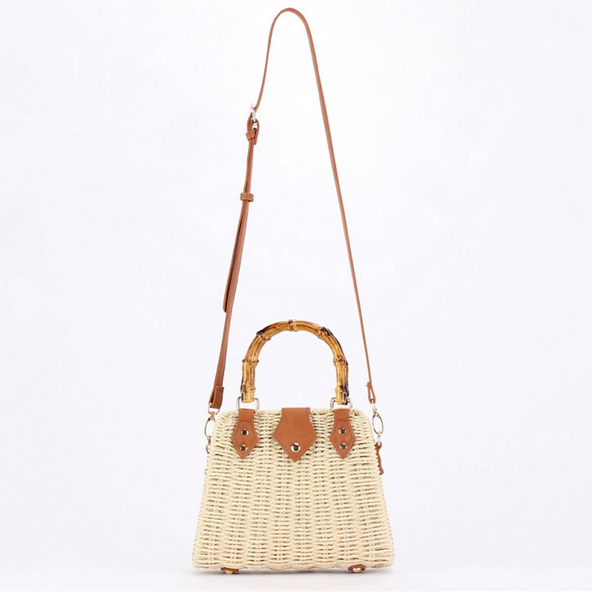 ACCITY - HIGH-END RETRO TEXTURED SHOULDER STRAW BAG_CWAB4694: CAMEL / (OS) 1