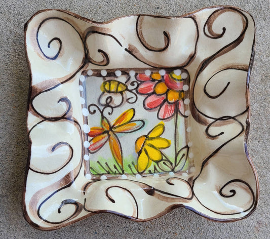 Heartfelt Traditions - Condiment Bowl (Swirl Dragonfly Flowers)
