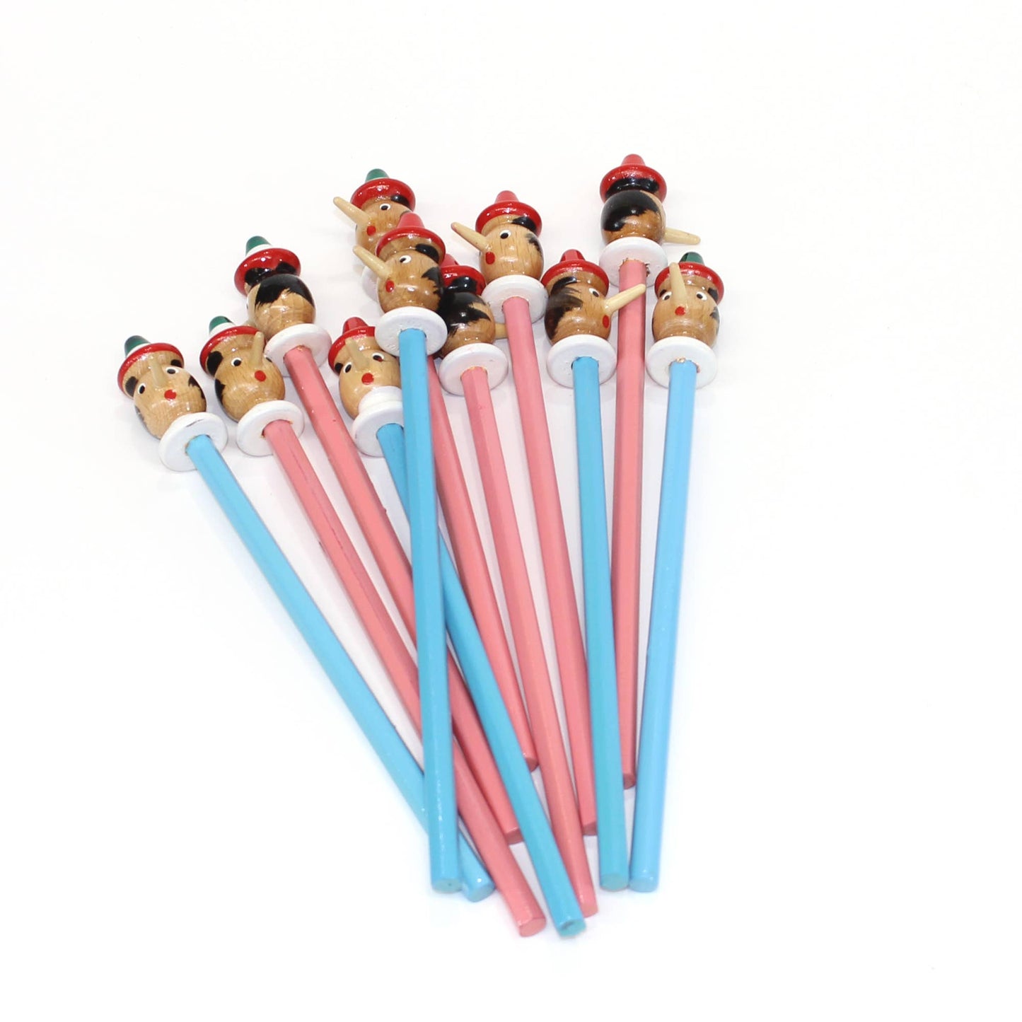 San Lorenzo Design - Pinocchio Wooden Pencil, Blue & Pink, Handmade, Vintage: BLUE