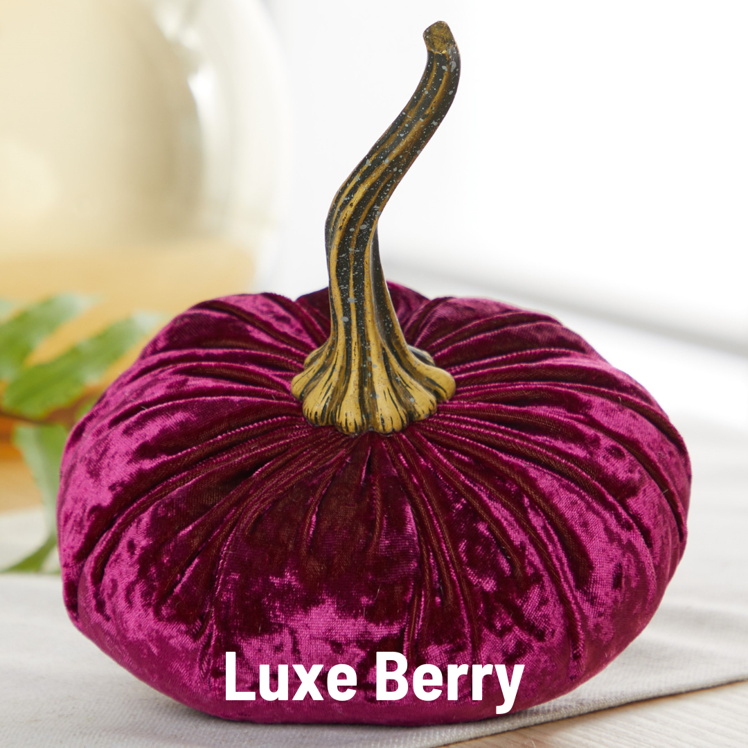 Your Heart's Content - Pumpkin Large Velvet, Fall Decor, Shelf Sitter, Tablescape: Luxe Berry