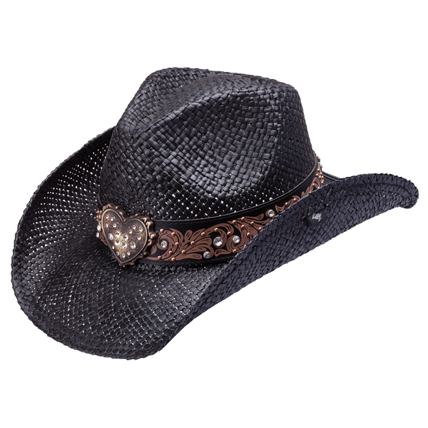 Peter Grimm - Flint Straw Western Drifter Cowboy Hat: Black