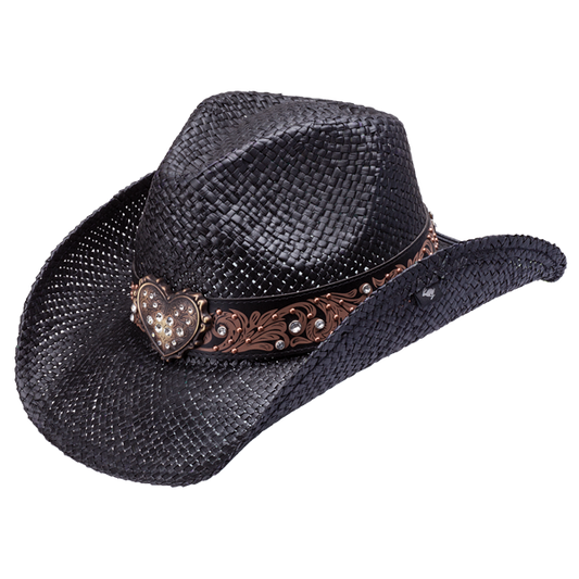 Peter Grimm - Flint Straw Western Drifter Cowboy Hat: Black
