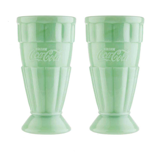 TableCraft Products Company - Coca-Cola Jadeite Malt Cup, 16 oz, Set of 2