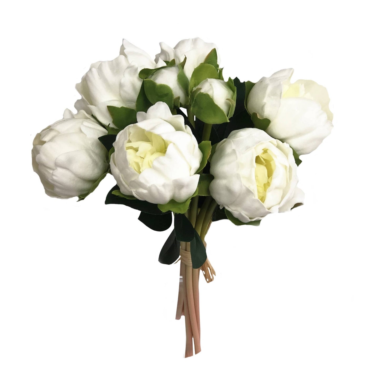 Angel Isabella - 10.5" Real touch artificial Peony bundle-8 Flowers and buds: Ivory