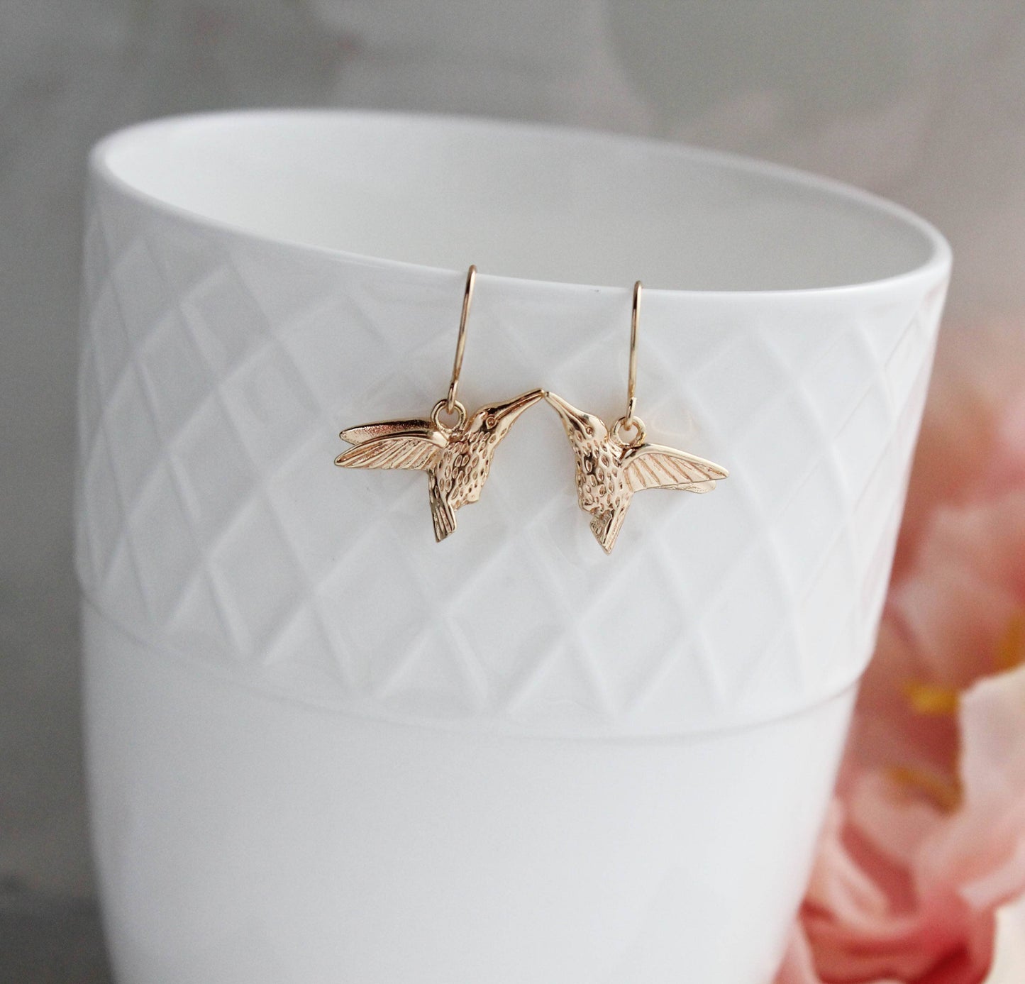 A Pocket of Posies - Hummingbird Earrings - bright gold