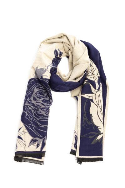 SAACHI - Fiore Reversible Rose Pattern Scarf: Red/Black