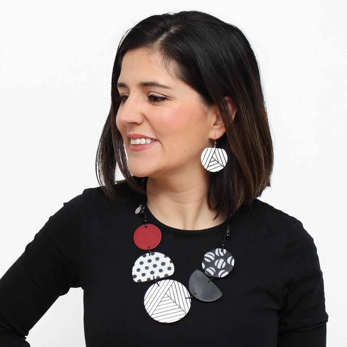 Sylca Designs - Black White and Red Palma Necklace