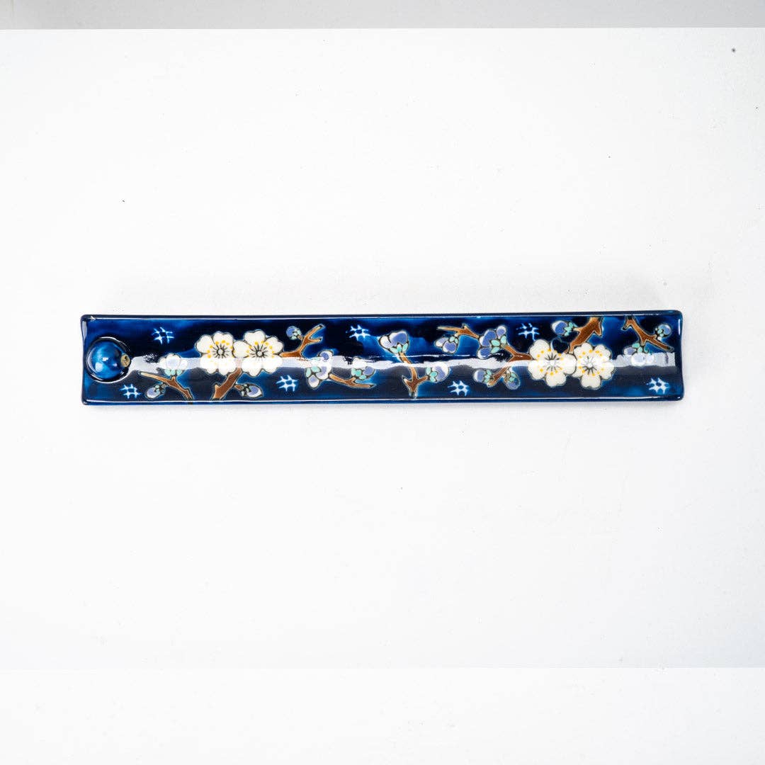 Urban Tokyo - Handpainted Ceramic Incense Holder 9 inch L Plum Blossoms (1/72)