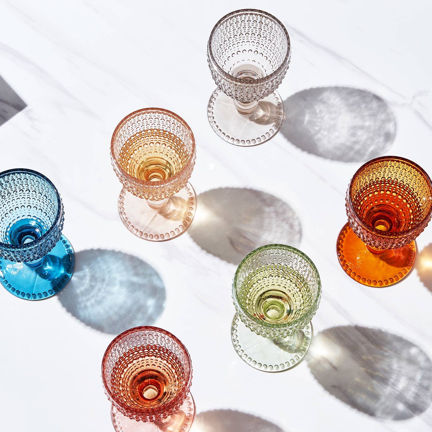 The Wine Savant /  Khen Glassware - Beaded Goblet Wine Drinking Glasses Set | Set of 6 | 14.8 OZ