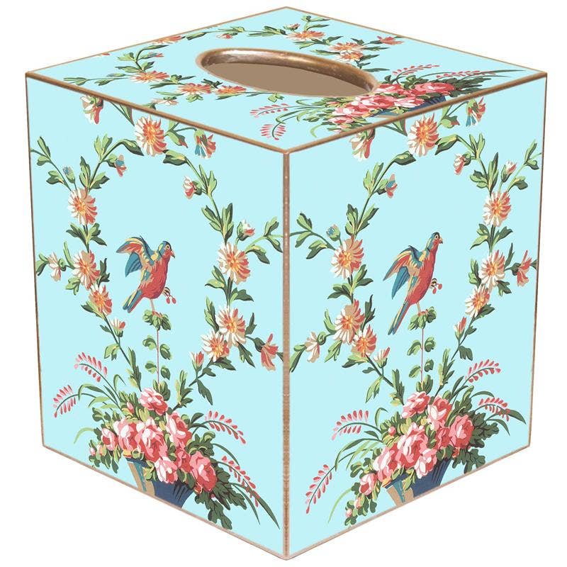 Marye-Kelley - TB572-Aqua Bird Tissue Box Cover: Paper Mache