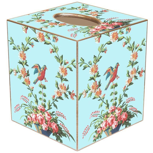 Marye-Kelley - TB572-Aqua Bird Tissue Box Cover: Paper Mache