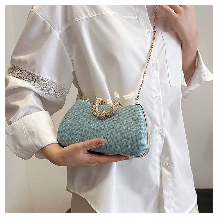 ACCITY - FINE GLITTER CLUTCH DRESS LADY EVENING BAG CLUTCH_CWAB3258: Silver / (OS) 1