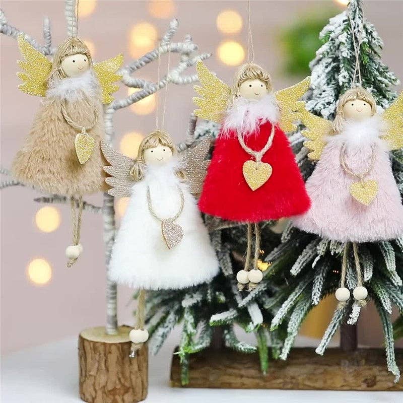 Ekartini - Christmas Plush Angel Girl Ornament: Red
