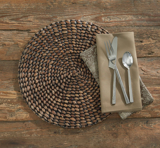 Split P - Braided Hyacinth Round Placemat - Brown