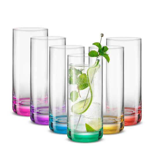 JoyJolt - JoyJolt Hue Colored Highball Drinking Glasses - Set of 6