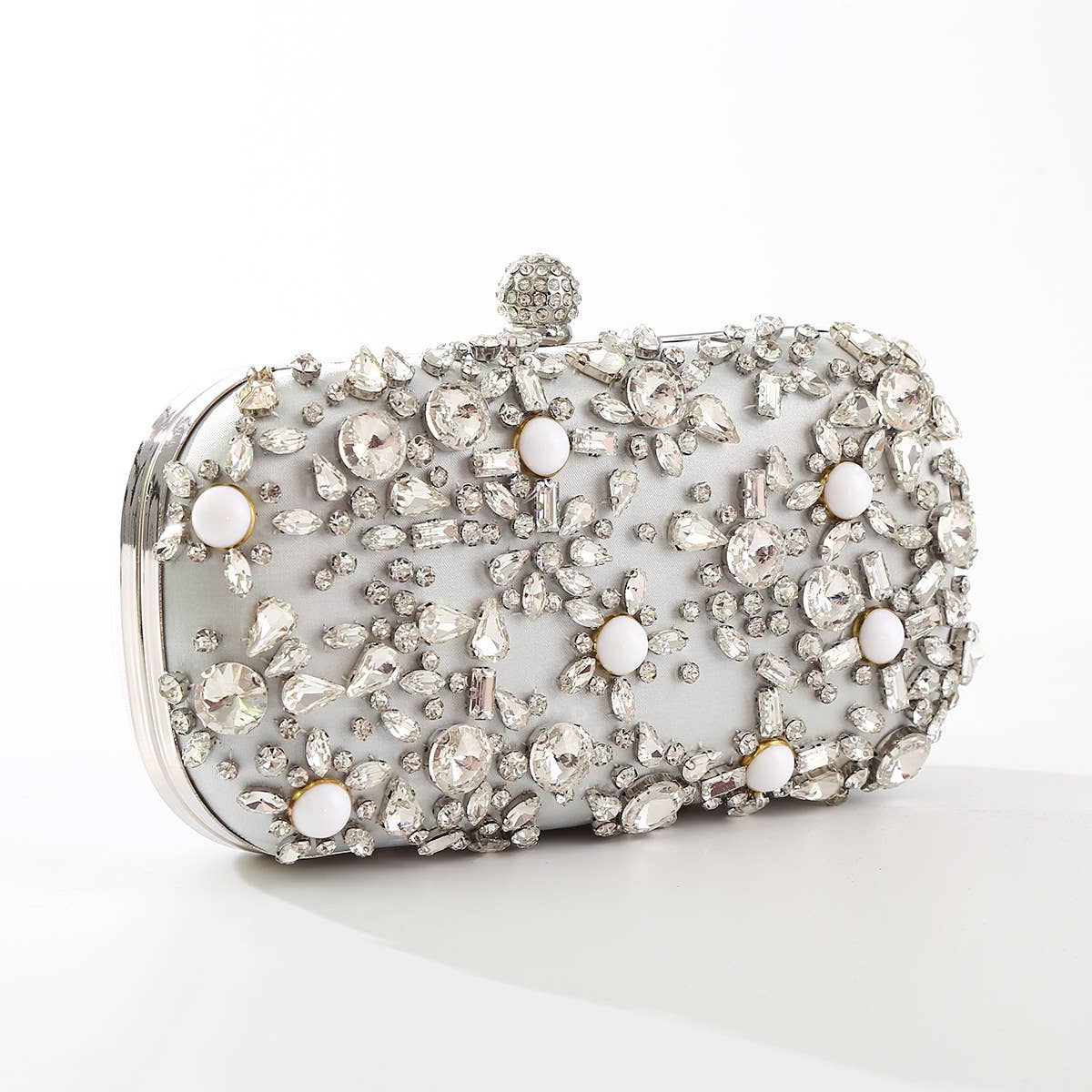 PEACH ACCESSORIES - ZS0410 Crystal and beads clutch bags: Champagne