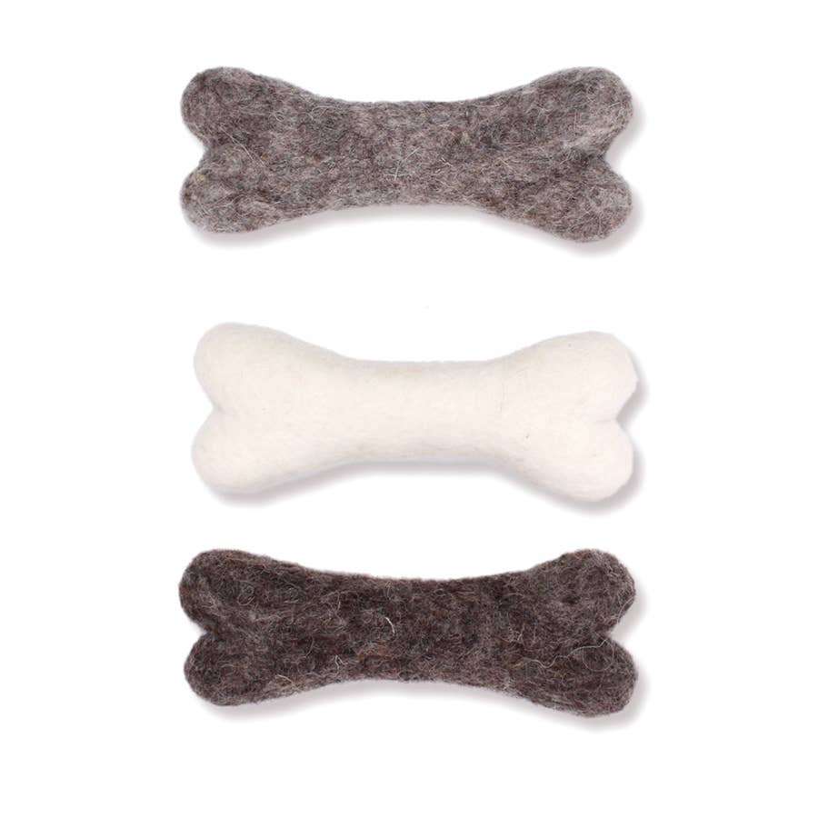 Ethical Global - Eco Wool Dog Bones/Toys: Brown, Gray, White (Fair Trade): Brown / Large