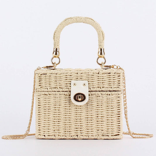 ACCITY - DUAL-PURPOSE LEISURE PAPER ROPE WOVEN BAG_CWAB4713: Beige / (OS) 1