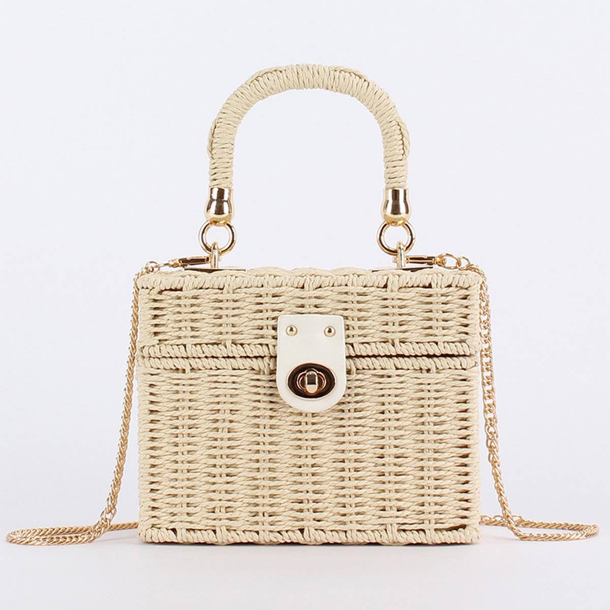 ACCITY - DUAL-PURPOSE LEISURE PAPER ROPE WOVEN BAG_CWAB4713: LIGHTBROWN / (OS) 1