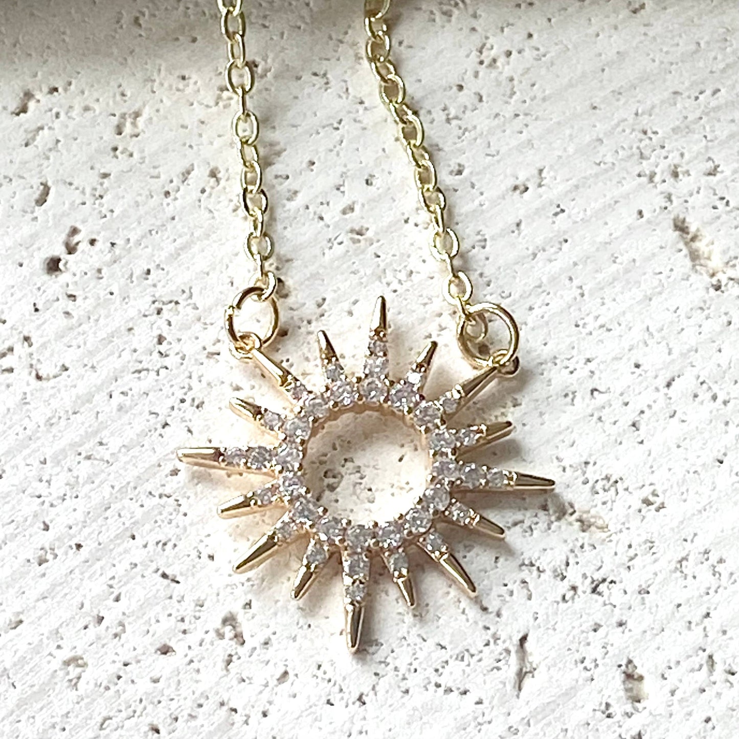 VB&CO Designs Handmade Jewelry - Sun celestial necklace minimalist boutique salon jewelry: 18”